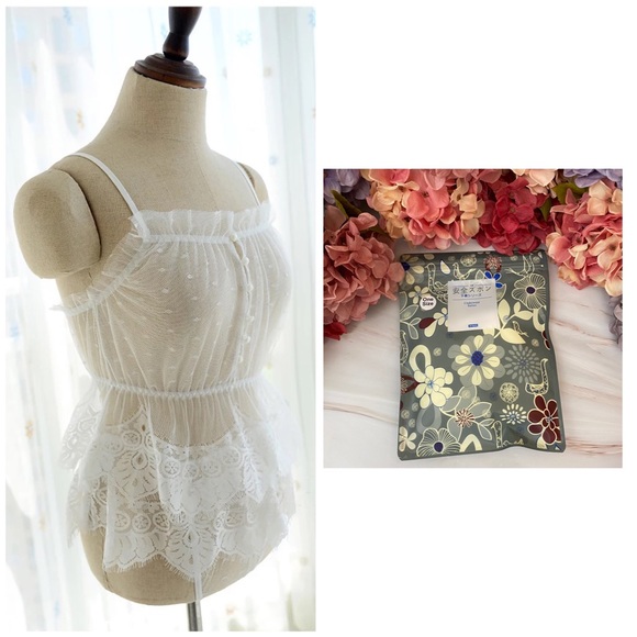 Boho White Lace Camisole & Panties Lingerie Set - Picture 15 of 16